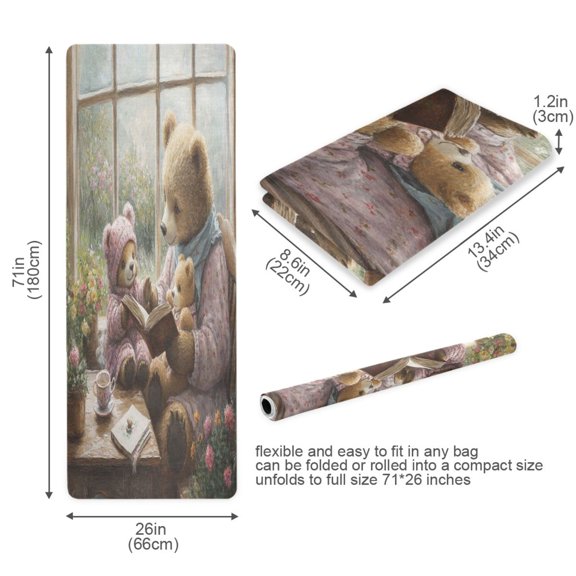 BZSMCE Yoga Mat Women Mama Bear Reading Book Fitness Mat