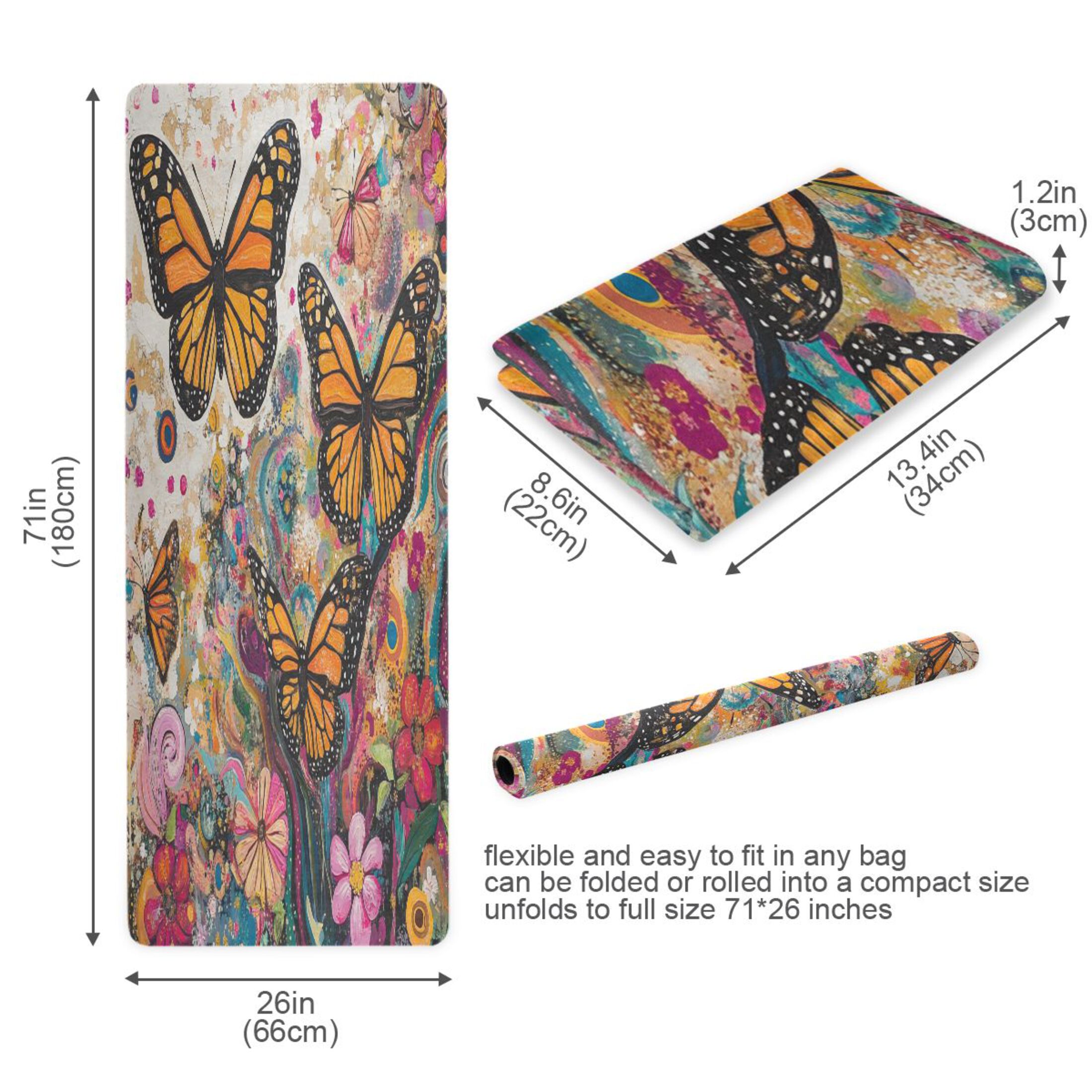 BZSMCE Yoga Mat Women Monarch Butterflies in Flight Fitness Mat