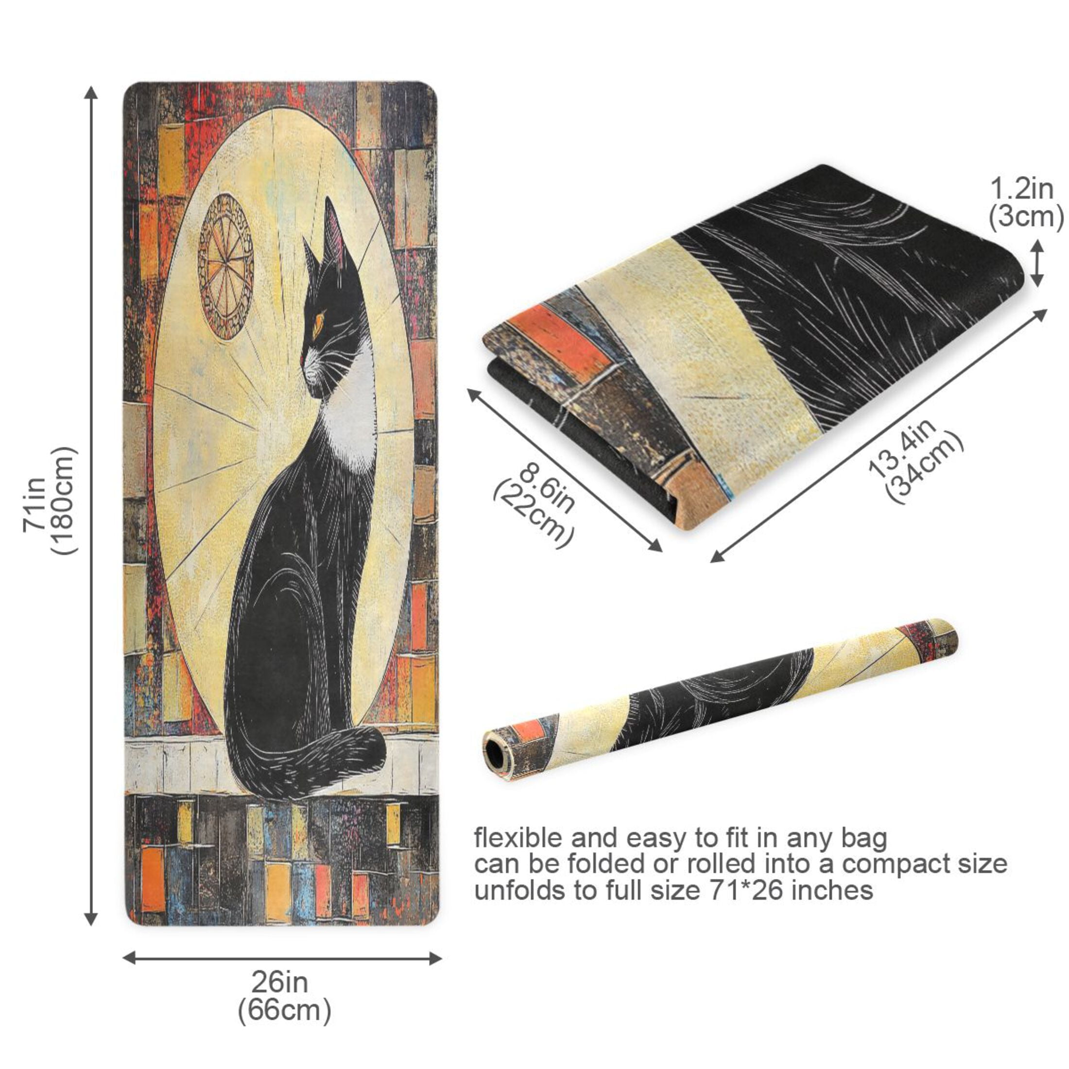 BZSMCE Yoga Mat Women Mystical Black Cat at Dawn Fitness Mat