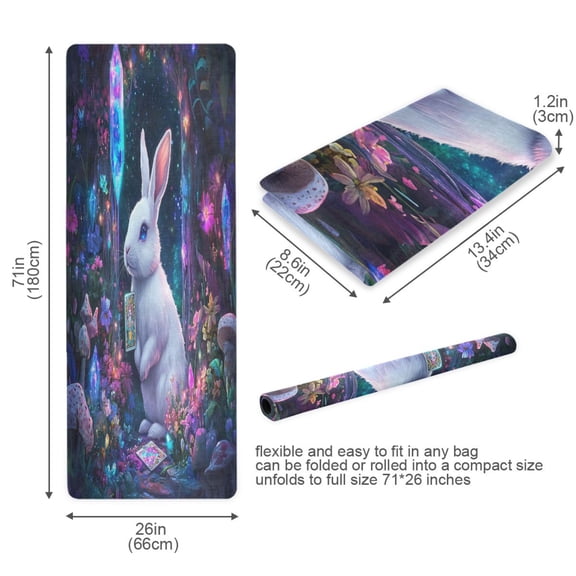 BZSMCE Yoga Mat Women Mystical Bunny with Crystal Fitness Mat
