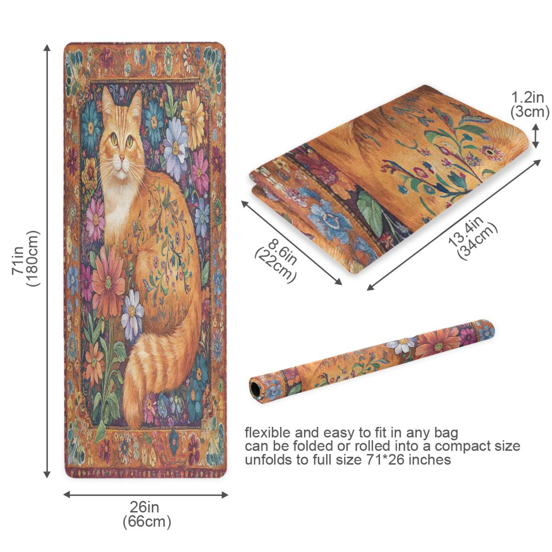BZSMCE Yoga Mat Women Orange Cat Fitness Mat