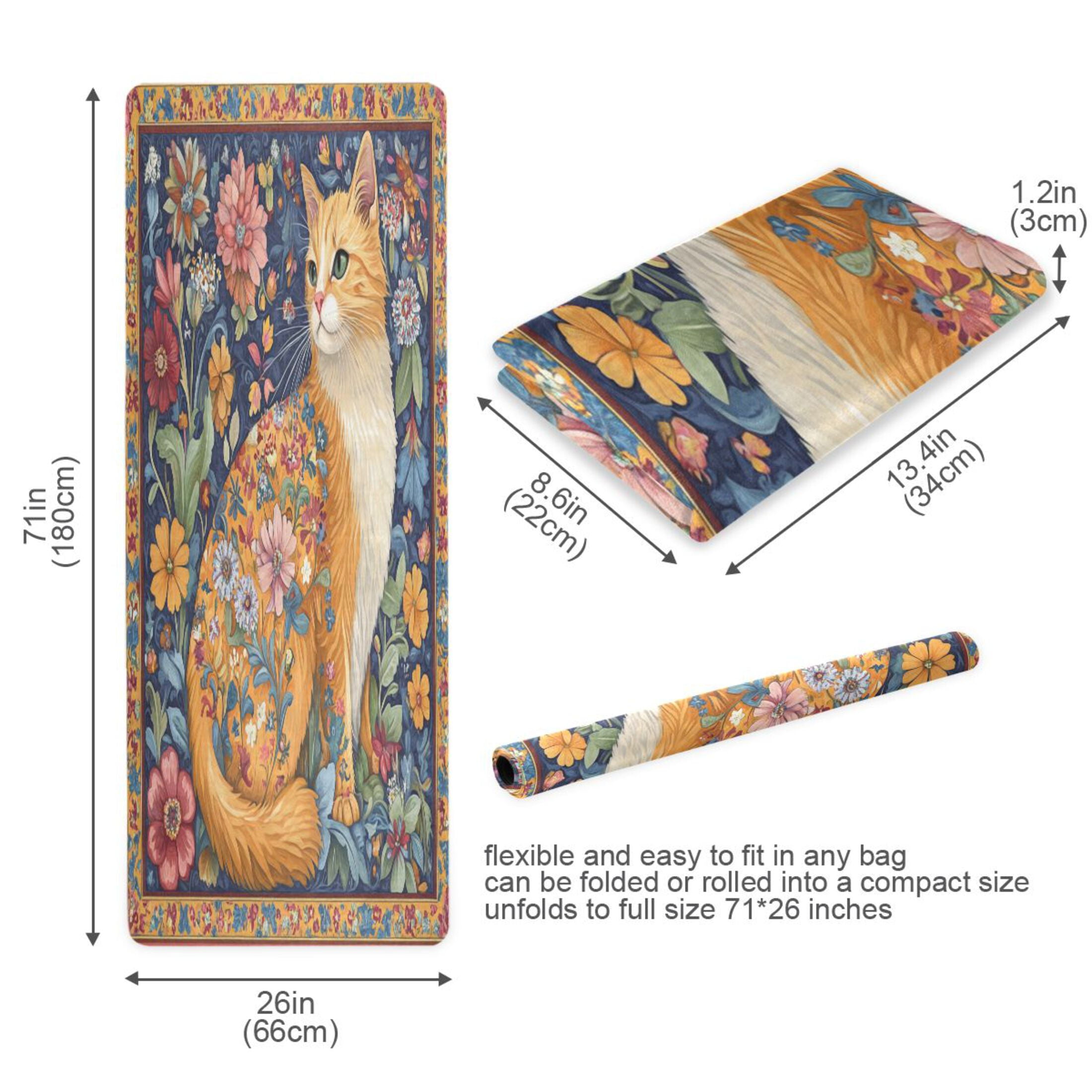 BZSMCE Yoga Mat Women Orange Cat Printing Fitness Mat