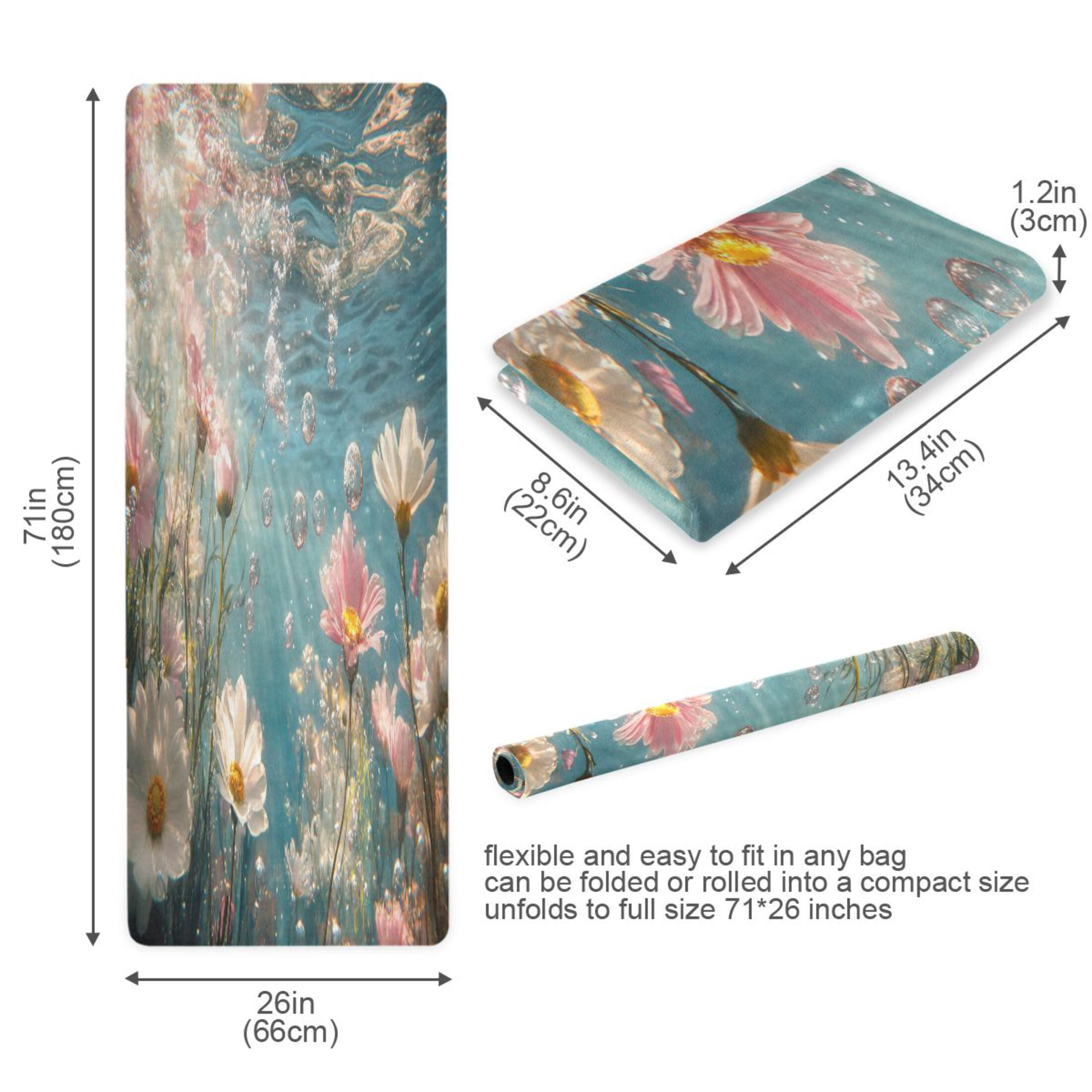 BZSMCE Yoga Mat Women Pink Flowers and Daisies Fitness Mat