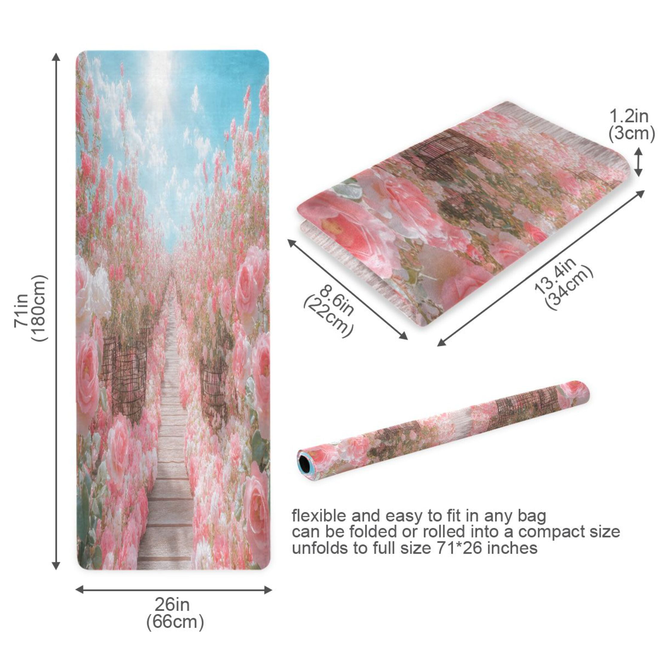 BZSMCE Yoga Mat Women Pink Rose Garden Fitness Mat