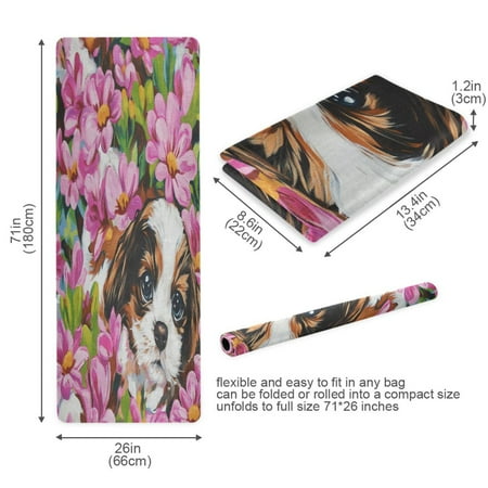 BZSMCE Yoga Mat Women Puppy in Bloom Fitness Mat