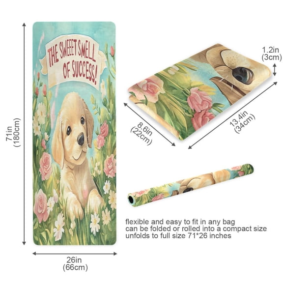 BZSMCE Yoga Mat Women Puppy’s Blossom Fitness Mat