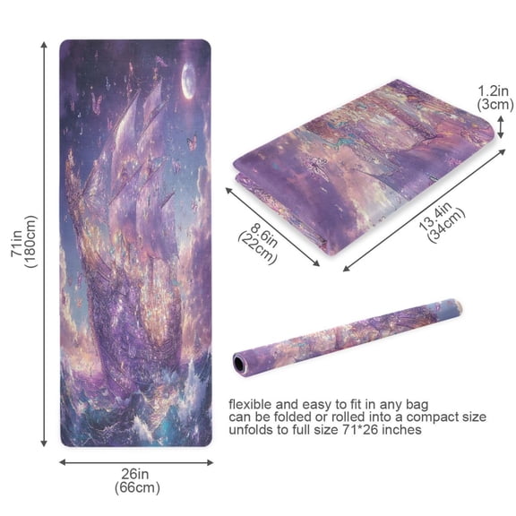 BZSMCE Yoga Mat Women Purple Crystal Boat Fitness Mat
