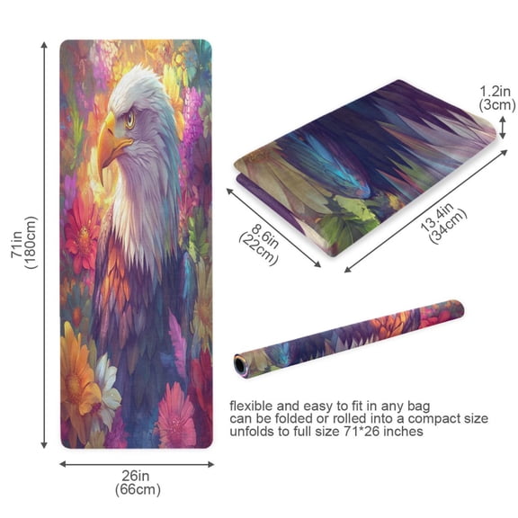 BZSMCE Yoga Mat Women Raptor Surrounded by Flowers Fitness Mat