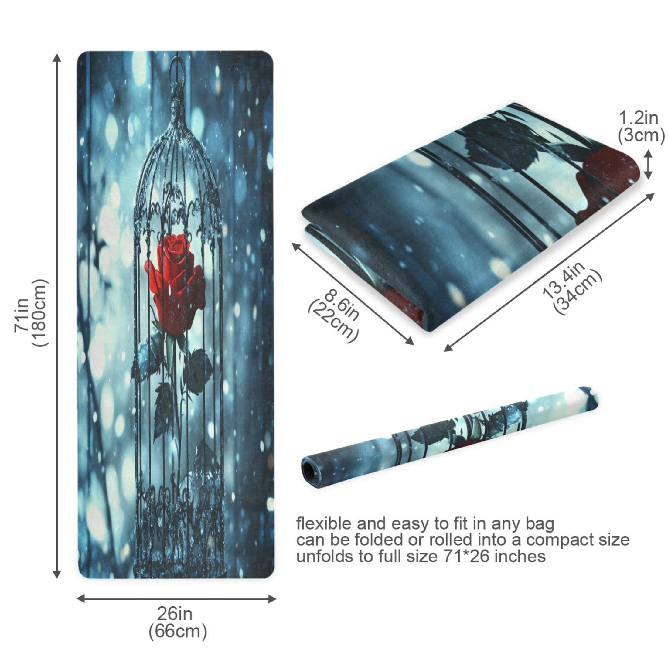 BZSMCE Yoga Mat Women Red Rose Printing Fitness Mat