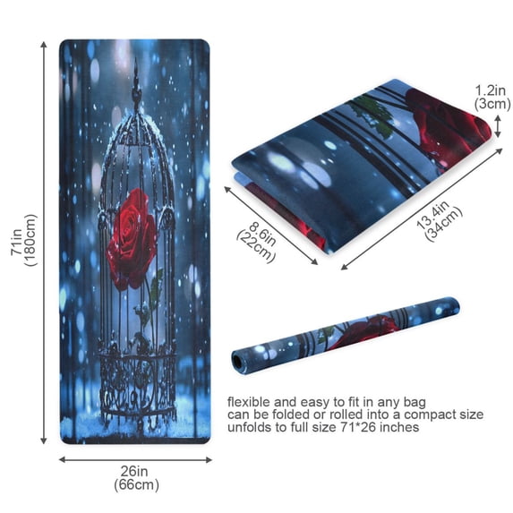 BZSMCE Yoga Mat Women Rose Bloom in Winter Fitness Mat