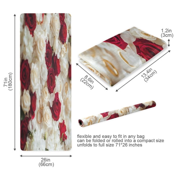 BZSMCE Yoga Mat Women Roses and Gold Rings Fitness Mat