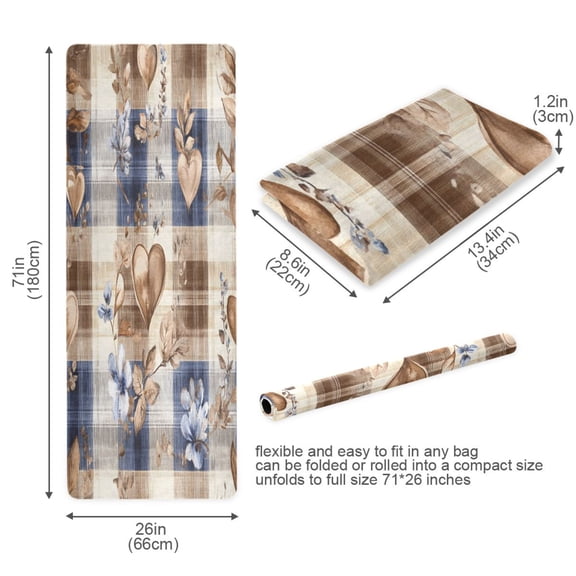 BZSMCE Yoga Mat Women Rustic Hearts and Floral Harmony Fitness Mat