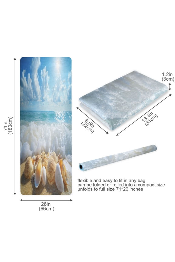 BZSMCE Yoga Mat Women Seashells on Sandy Beach Fitness Mat