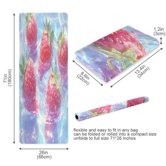 BZSMCE Yoga Mat Women Strawberries Floating in Water Fitness Mat