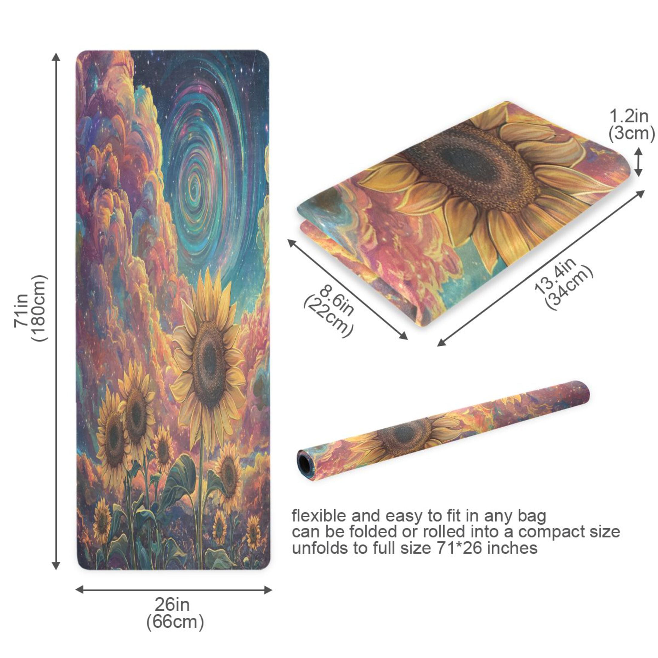BZSMCE Yoga Mat Women Sunflowers under A Cosmic Sky Fitness Mat