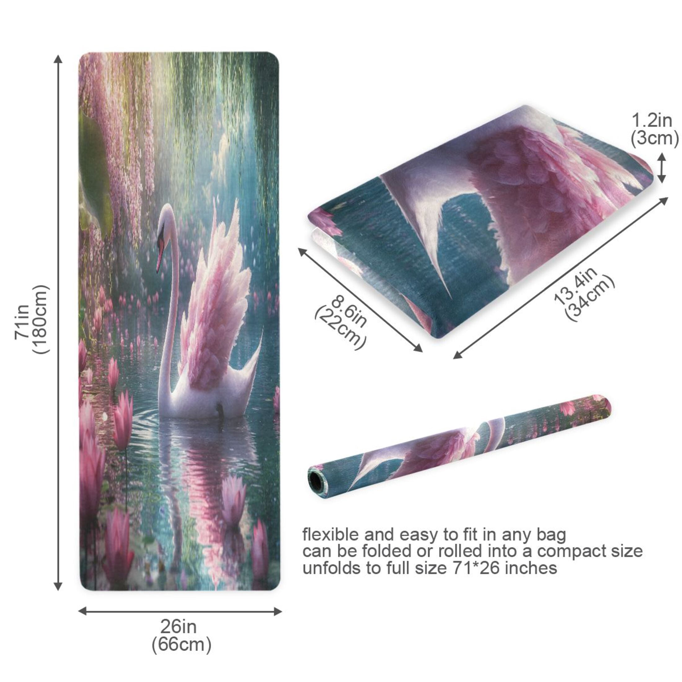 BZSMCE Yoga Mat Women Swan Swimming Among Lotus Flowers Fitness Mat