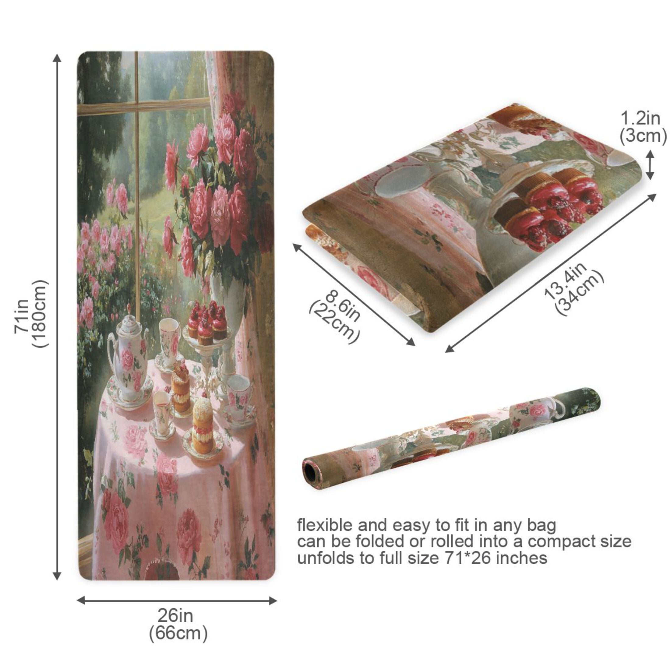 BZSMCE Yoga Mat Women Tea Set with Roses Fitness Mat