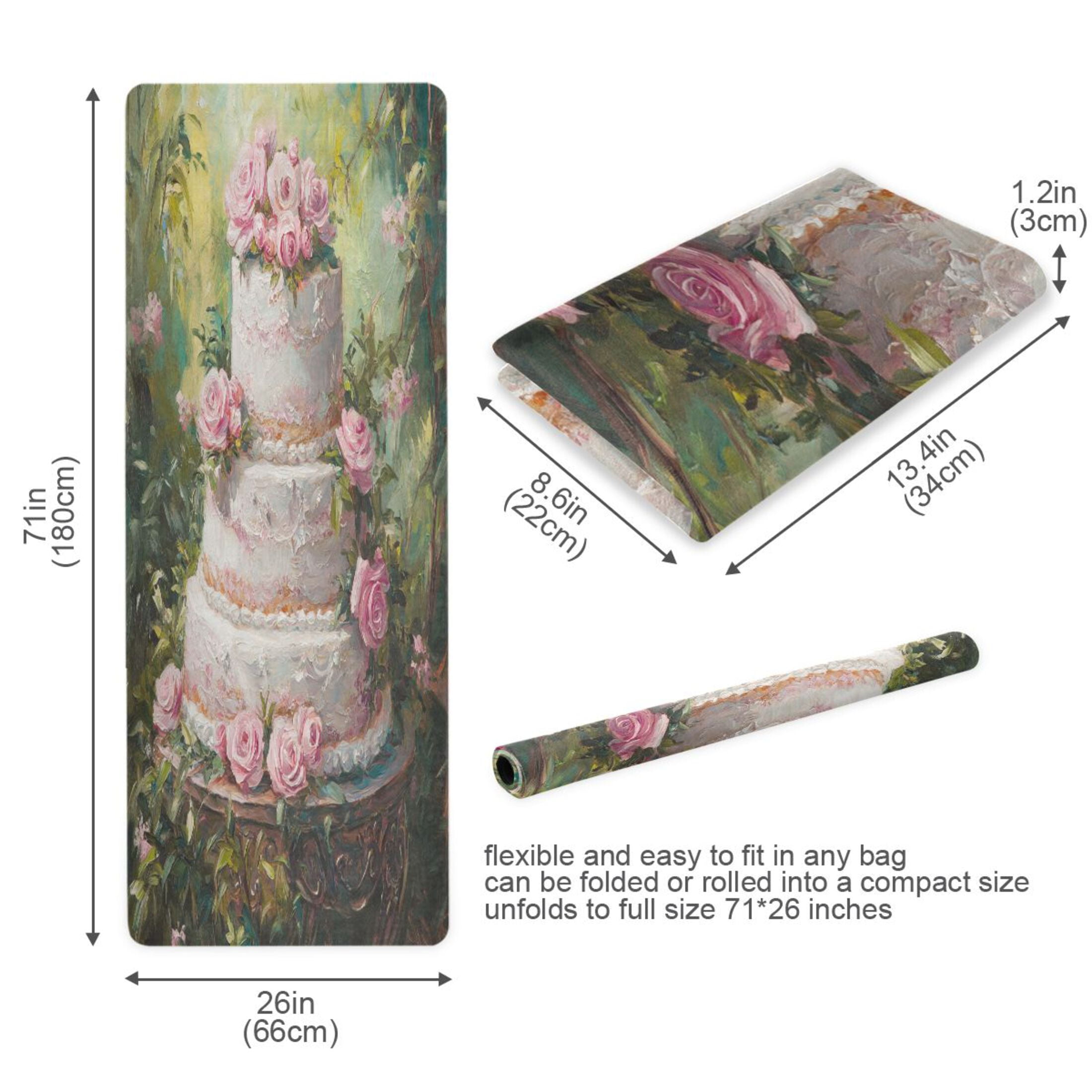 BZSMCE Yoga Mat Women Three Tier Cake with Roses Fitness Mat