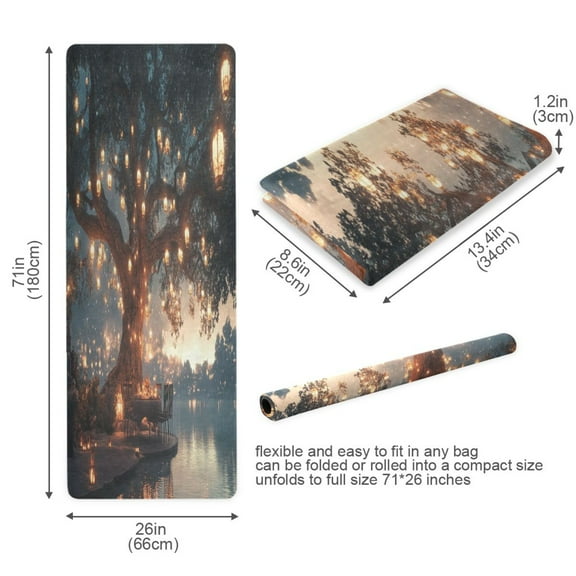 BZSMCE Yoga Mat Women Tree with Hanging Lanterns Lakeside Fitness Mat