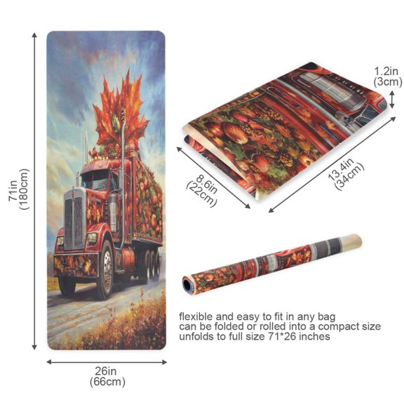 BZSMCE Yoga Mat Women Truck Decorated with Autumn Leaves Fitness Mat