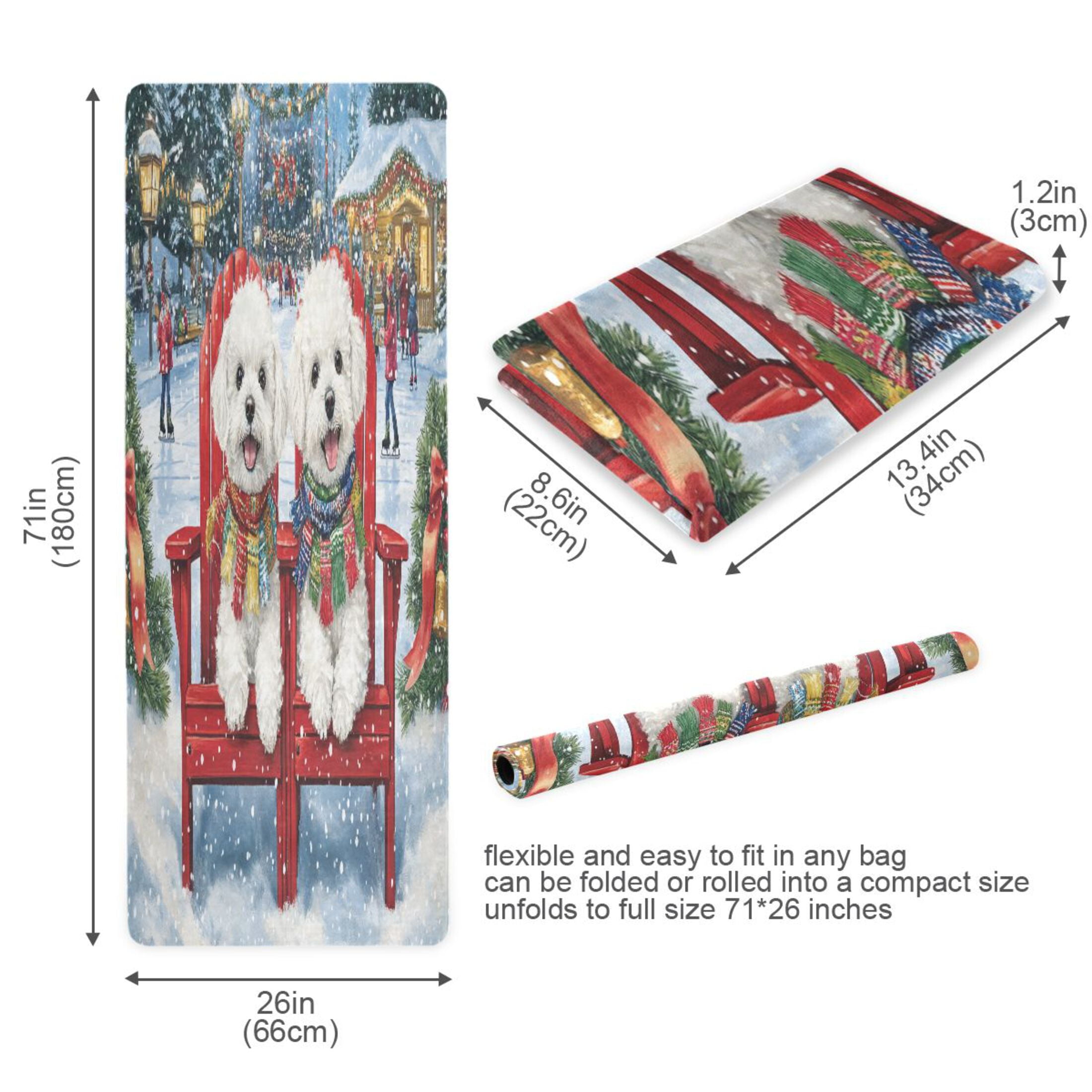 BZSMCE Yoga Mat Women Two Dogs in Winter_scene Fitness Mat