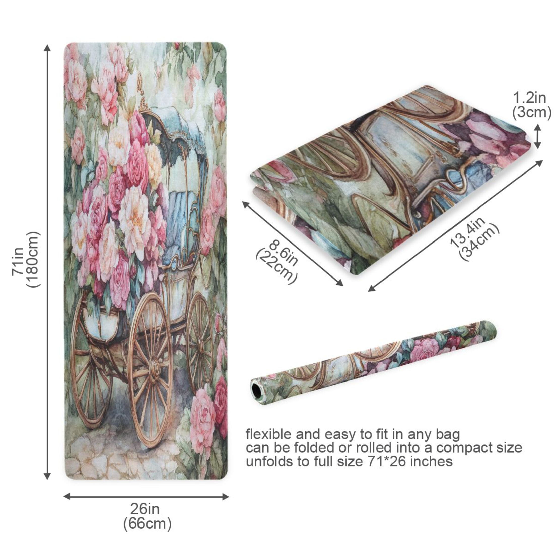 BZSMCE Yoga Mat Women Victorian Carriage with Roses Fitness Mat
