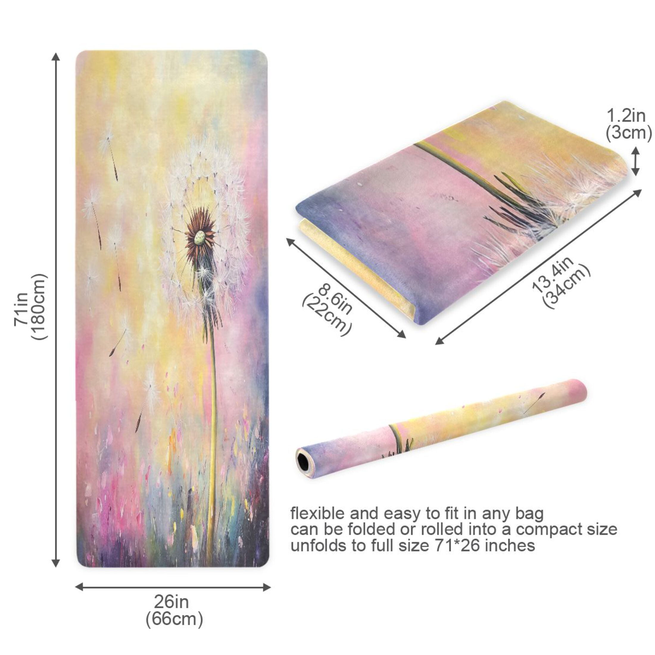 BZSMCE Yoga Mat Women Watercolor Dandelion Fitness Mat