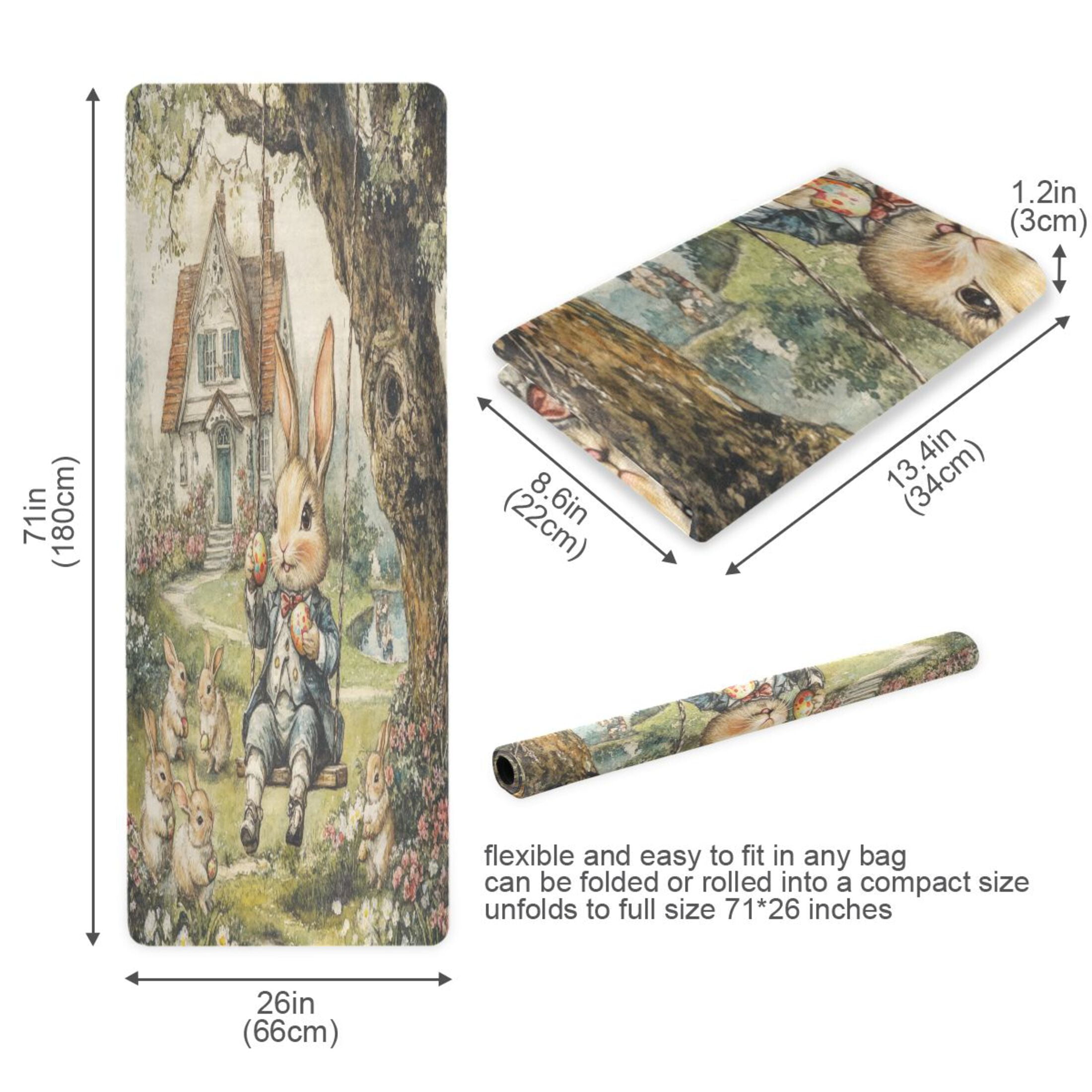 BZSMCE Yoga Mat Women Whimsical Rabbits Fitness Mat