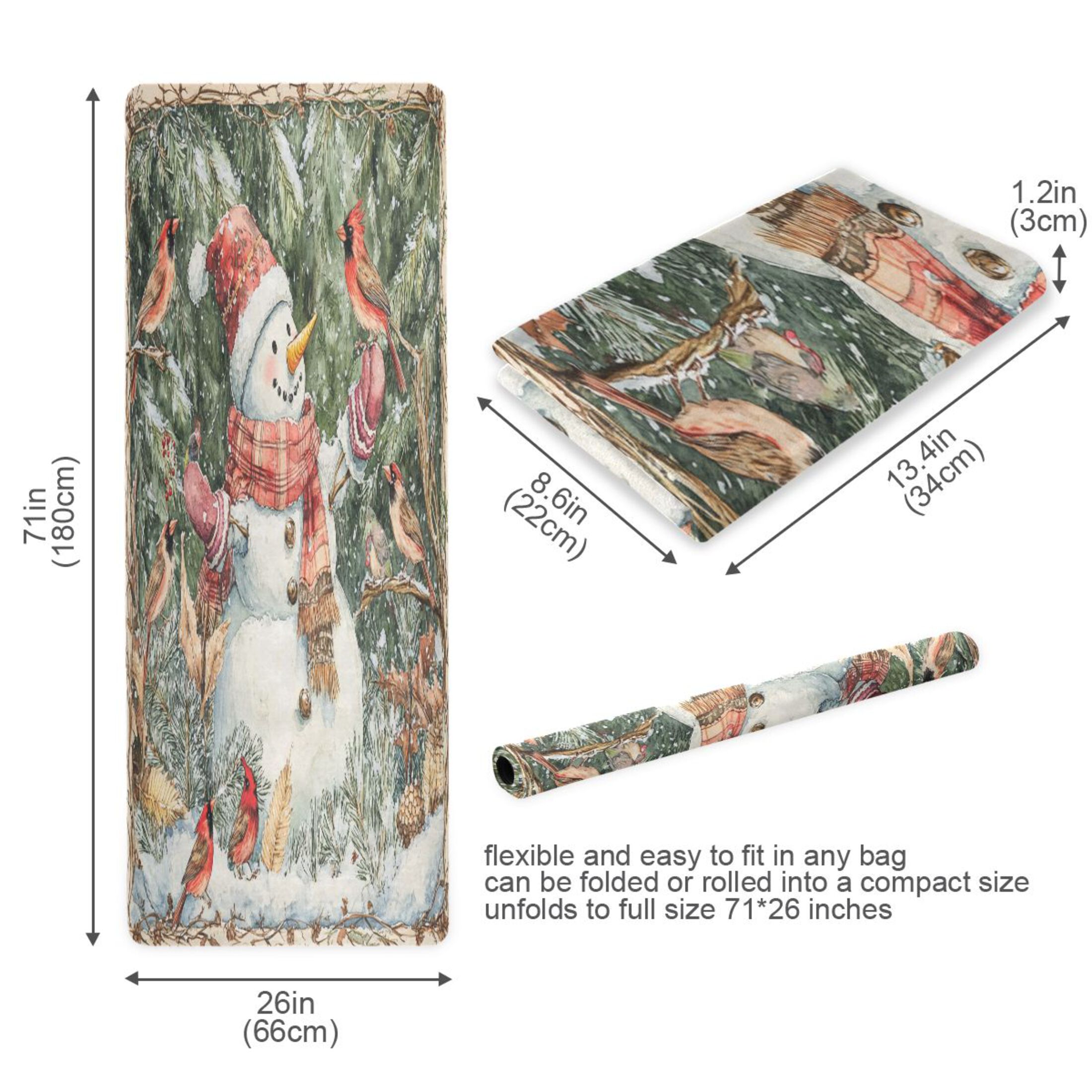 BZSMCE Yoga Mat Women Whimsical Snowman Painting Fitness Mat