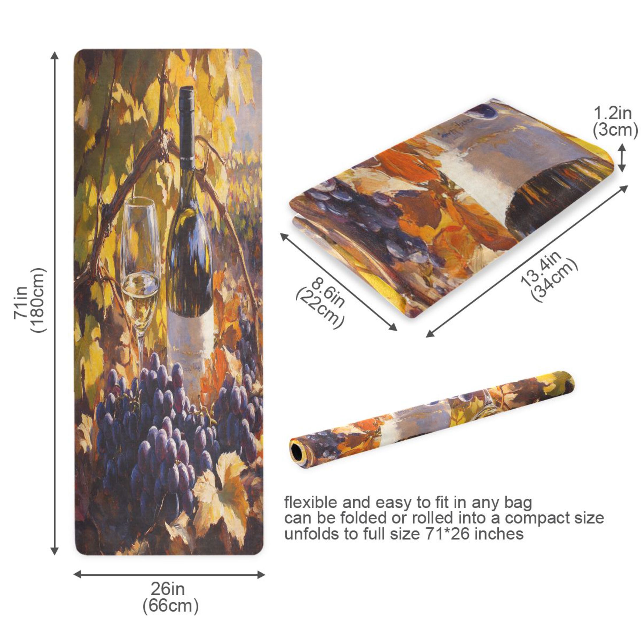BZSMCE Yoga Mat Women Wine and Grape Painting Fitness Mat