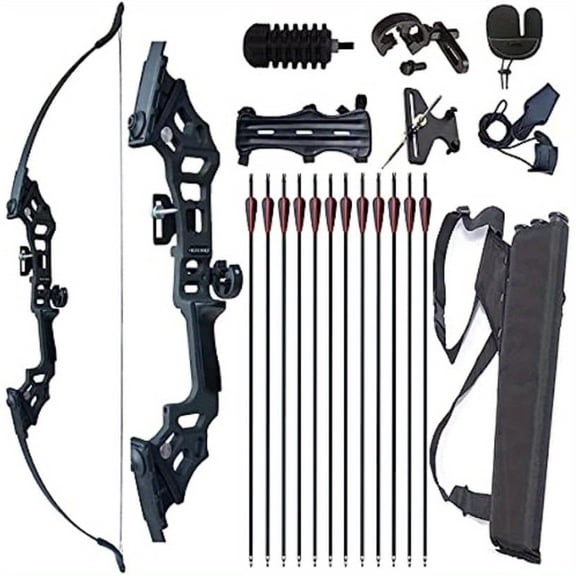 BZT Recurve Bow and Arrows for Adults 51" Archery Set Right Hand Longbow 30-50lb Aluminum Alloy Riser Takedown Bow Arrow Quiver Bow Sight for Beginner to Intermediate Shooting Hunting