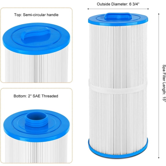 BZTT 6CH-960 Spa Filter Replacement Filter J-300, J400, 14081, 6000-383A, -2800, 6540-476, 6540-383, PJW60TL-F2S, 14081, 6000-383A Hot Tub Filter with Closed Handle (Not be Removed) 2 Pack