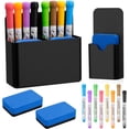 thumbnail image 1 of BZUEPRS 12 Stück Whiteboard Zubehör, 2 Stifthalter Magnetisch mit 2 Stück Whiteboard Schwamm 8 Whiteboard Marker,Magnetischer Stifthalter für Schule,Büro,Whiteboard,Kühlschrank(Black), 1 of 20
