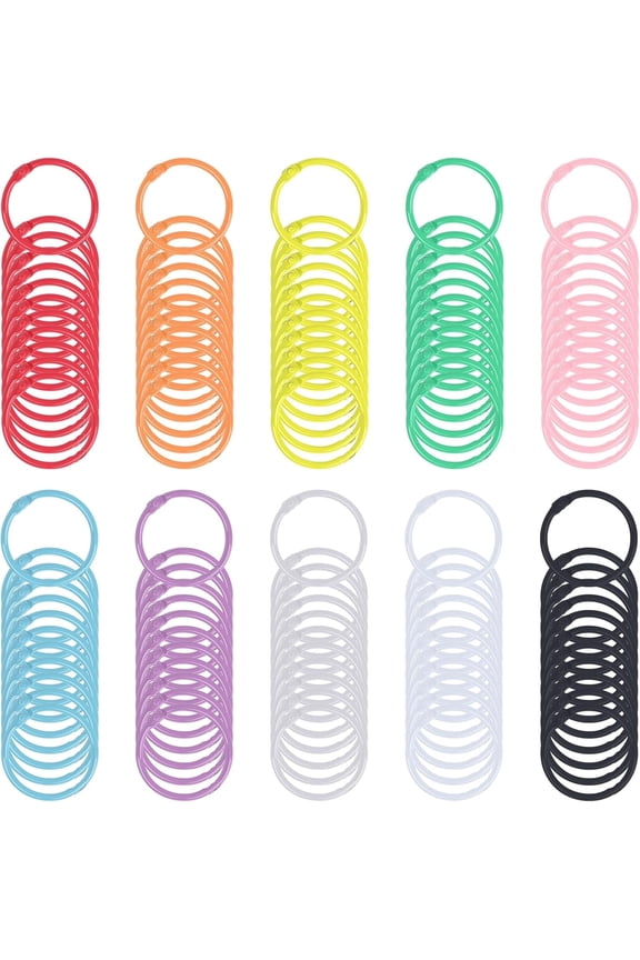120PCS Metal Binder Rings, Colourful Index Card Rings 3cm Metal Loose Leaf Binder Rings Book Rings Open Card Rings Key Chains for Office