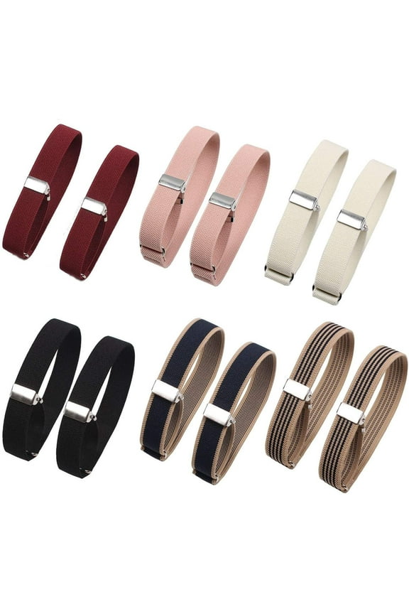 12Pcs/6 Pairs Unisex Elastic Adjustable Armbands Anti-Slip Shirt Sleeve Holders Armbands Sport Armband Strap for Women and Men, 6 Colors