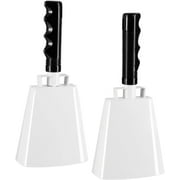 BZUEPRS - 2 Pack 9-inch Cowbells for Sporting Events, Percussion Noise Makers with Handle for Football Games, Stadiums White