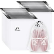 BZUEPRS 20 Pack Shoe Bags for Travel, 15.7" x 11.8" Clear Shoe Bags for Packing, Large Waterproof Portable Drawstring Shoe Storage Bag Essentials Women for and Men