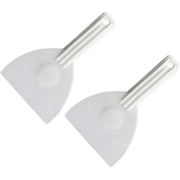 BZUEPRS 2Pcs Kitchen Plastic Scraper with Handle Dough Pastry Scraper Cutter Baking Cake Cream Chocolate Trimming Scraper Spatula Pizza Cutter for Bread Dough Cake Fondant Icing, White