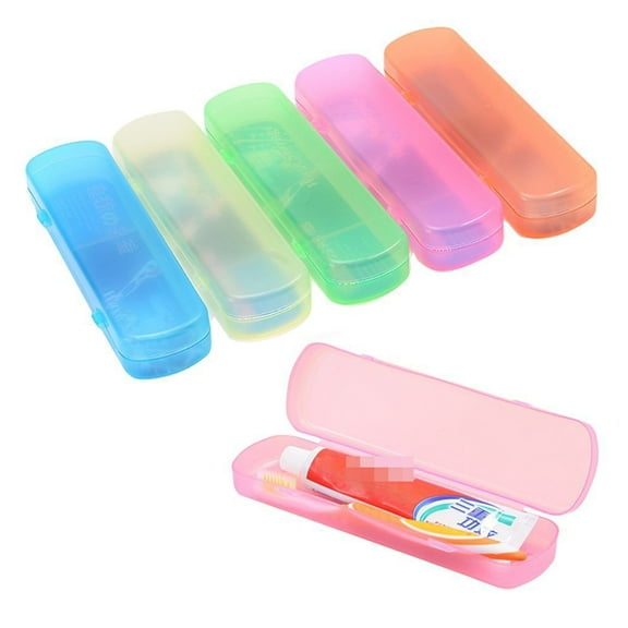 BZUEPRS 4 Pieces Portable Plastic Toothbrush Case Container Toothpaste Storage Box Toothbrushes Holder for Travel Use