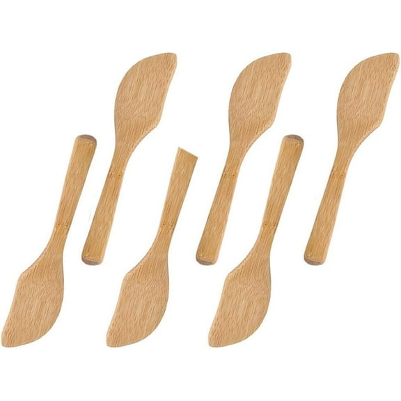 BZUEPRS 6Pcs Bamboo Butter Knife Spreader Spatula Kitchen Gadgets for Sandwich Cream Cheese Bread Bakery Cake Jam Butter Spreader Dumpling Filling Tool