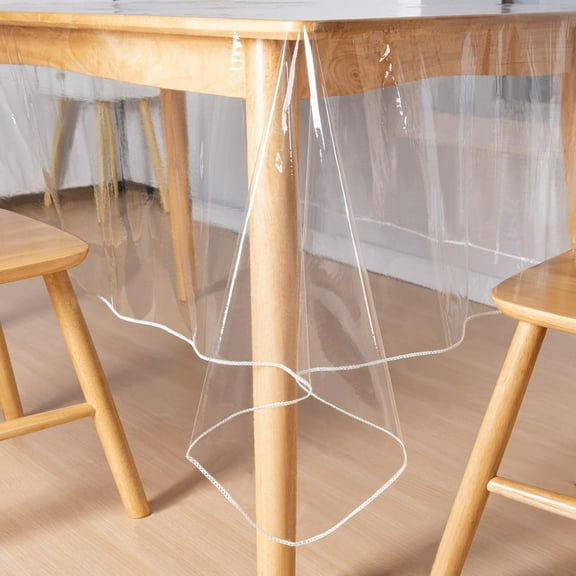 BZUEPRS Clear Vinyl Tablecloth, 60"x84", 100% Waterproof & Oil-Proof, Transparent Vinyl Table Cloth Rectangle Table, Wipe Clean for Easy Maintenance, Table Cover for Dining, Picnic, Camping, Outdoor