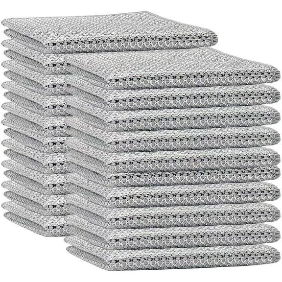 BZUEPRS 20Pcs Non-Scratch Wire Dishcloth, Wet & Dry Dishwashing Rag, Multipurpose Scrub Cloth for Kitchen Tableware, Bathroom, Doors and Windows