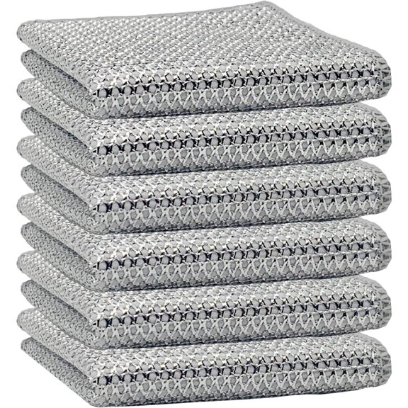 BZUEPRS 6cs Non-Scratch Wire Dishcloth, Wet & Dry Cleaning Rag, Multipurpose Scrub Cloth for Kitchen Tableware, Bathroom, Doors and Windows
