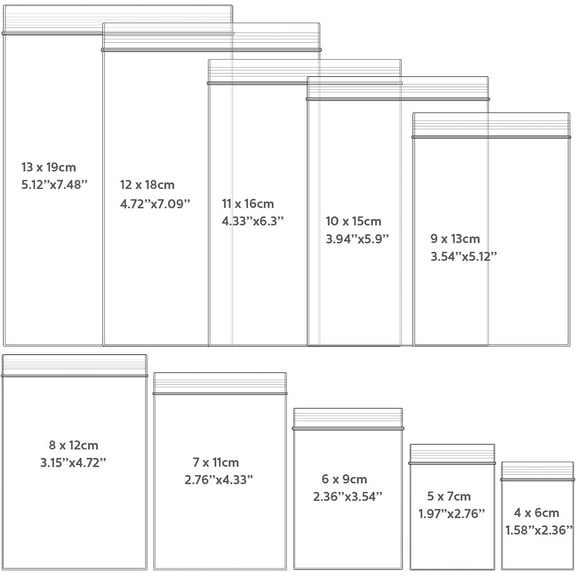 BZUEPRS Resealable Plastic Bags Transparent Zipper Poly Bags Reclosable Jewelry Bags Plastic Packaging Bags Lock Seal Bag for Jewelry, Beads, Screws, Tiny Items, 10 Sizes (500 Pcs)