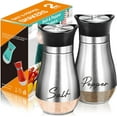 thumbnail image 1 of BZUEPRS Salt and Pepper Shakers Set,4 oz Glass Bottom Salt Pepper Shaker with Stainless Steel Lid for Kitchen Cooking Table, RV, Camp,BBQ Refillable Design, 1 of 14
