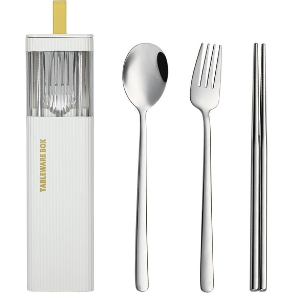 BZUEPRS Travel Utensils with Case, Stainless Steel Reusable Camping Silverware Set for Lunch Box, Portable Cutlery Kit Includes Fork, Spoon, Chopsticks