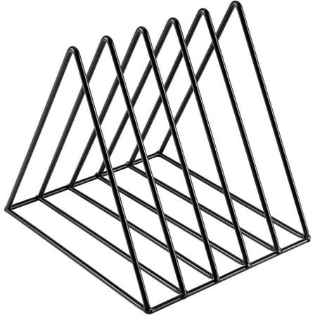 BZUEPRS Triangle File Organiser Black Triangle File Rack, 5 Slot Metal Magazine Rack, File Rack Bookshelf Organiser for Office, Home