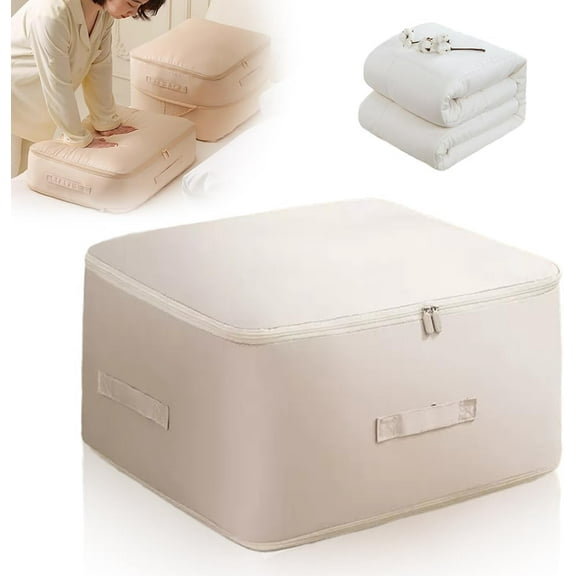 BZUEPRS Ultra Space Saving Self-Compression Organiser, Space-saving Bags, Compression Packaging Bags, Storage Bags for Clothes, Vacuum-sealed Blanket Storage Bags (Beige, L)