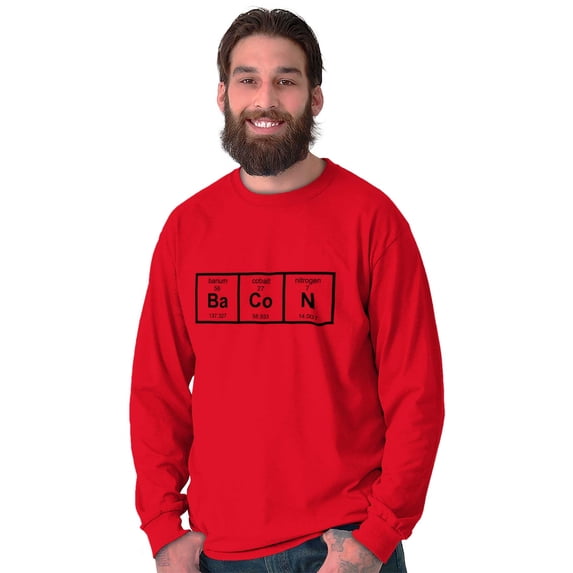 Ba Co N Bacon Food Science Nerd Geeky Plus Size Long Sleeve Graphic Tee Shirt Brisco Brands 2X