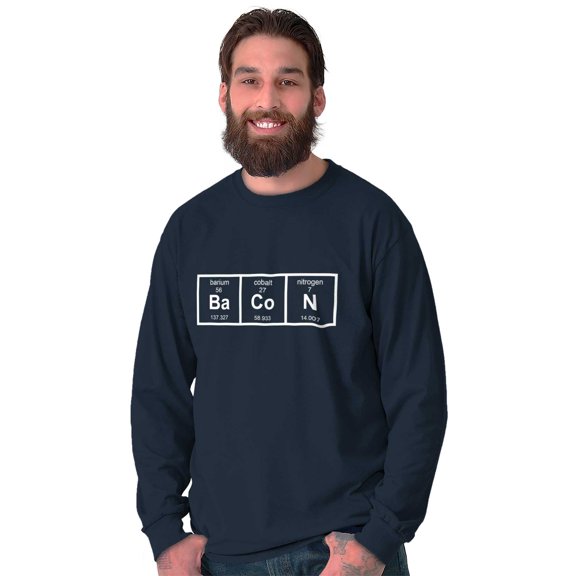 Ba Co N Bacon Food Science Nerd Geeky Plus Size Long Sleeve Graphic Tee Shirt Brisco Brands 2X
